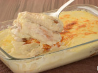 Peixe com creme de milho gratinado ao forno